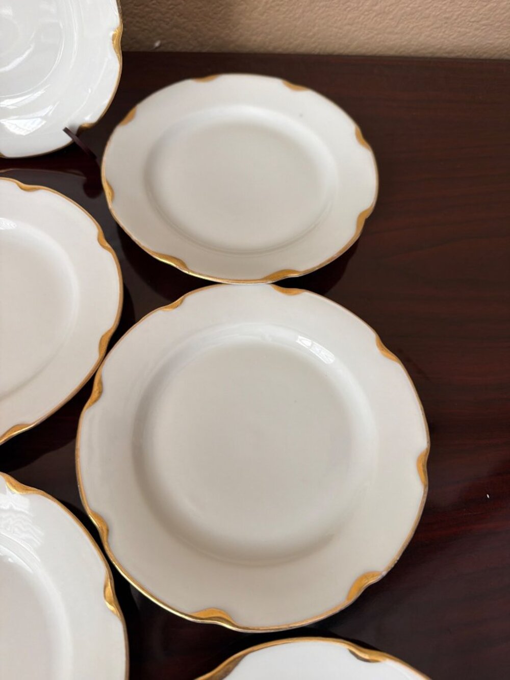 Set of 10 Vintage Austria Carlsbad Porcelain Bread Dessert Plates Gold Trim 6” - Picture 4 of 16